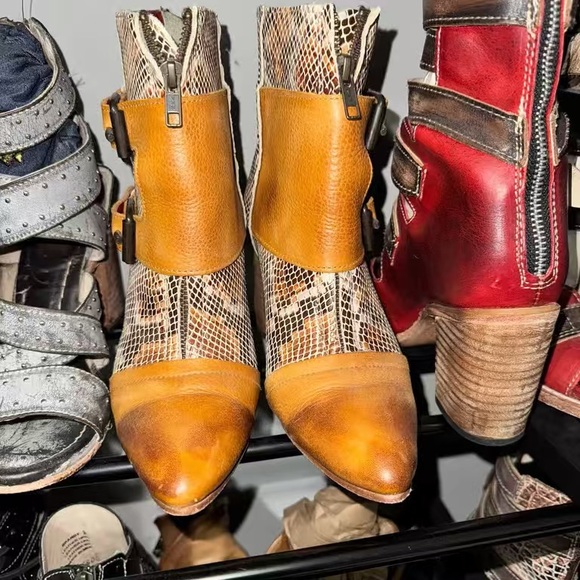 Freebird by Steven Tan and Brown Snakeskin Heeled Boots - Picture 3 of 5